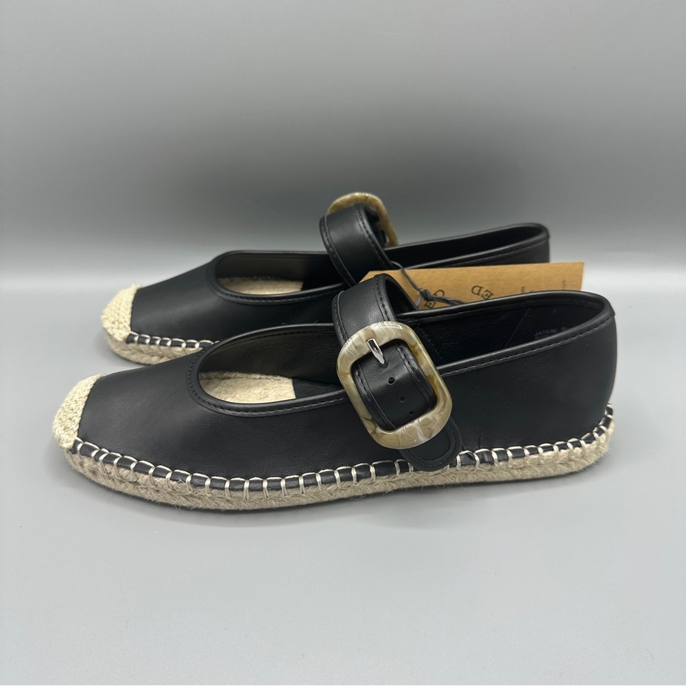 Frye and Co. Mary Jane Comfort Faux Leather Espadrille Flats Women’s Sz 9 Black